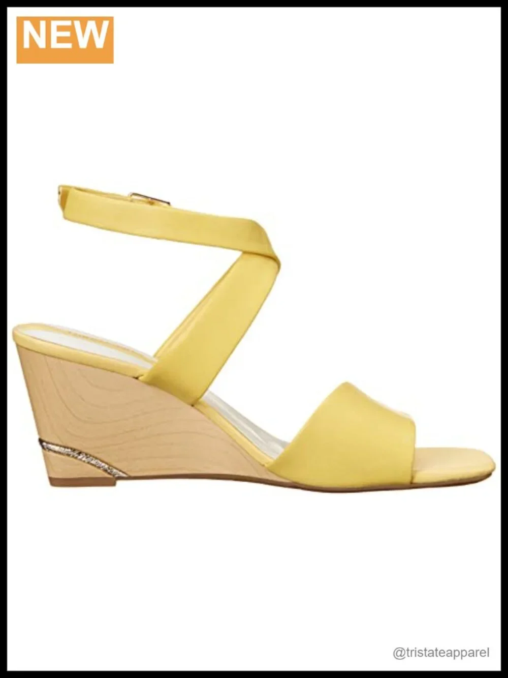 Franco Sarto Stud Leather or Faux Leather Wedge Sandal with Ankle Strap